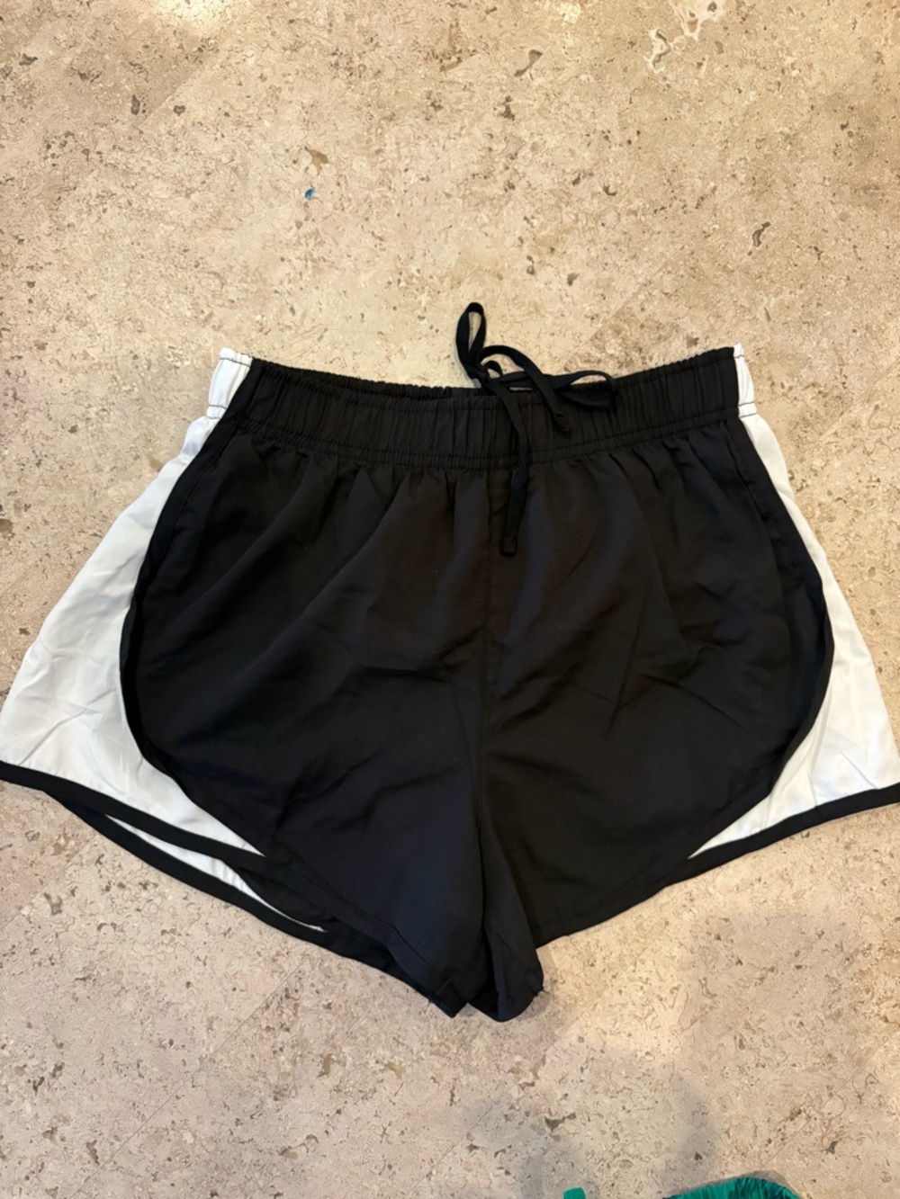 Black Athletic Shorts with White Side Panels - Women's Active Running Shorts